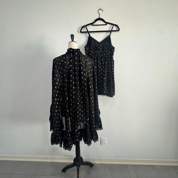 Commense Foil Spot Print Cami Dress with Matching Cape NWT, Size M - Picture 10 of 17